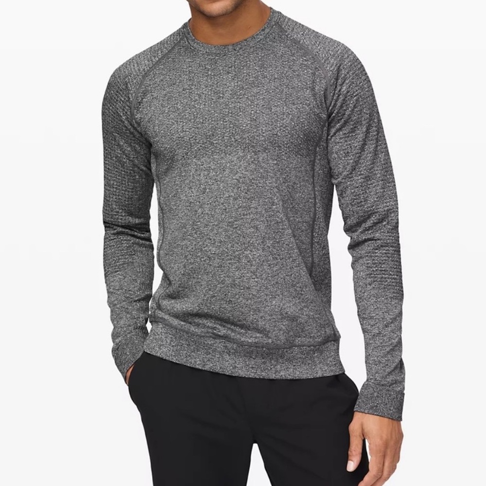 Lululemon Engineered Warmth Long Sleeve Black White Merino Wool Blend Medium